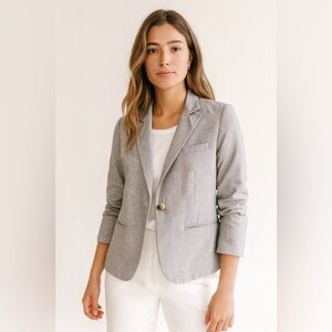 THEORY Light Gray Checkered One Button Blazer